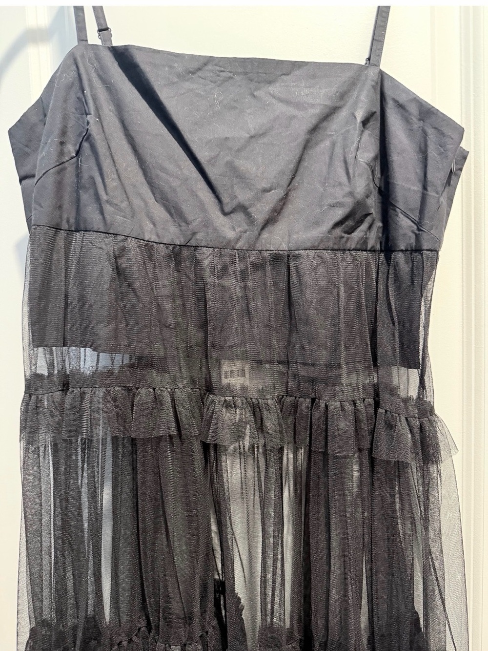 NWT Anthropologie Black Tiered Organza Slip Dress - Picture 5 of 6